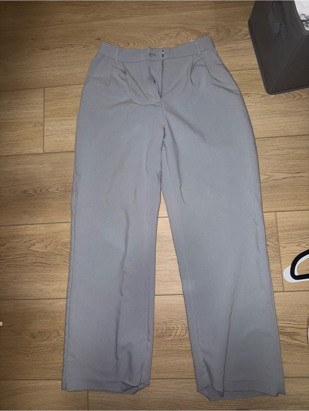 Abercrombie & Fitch Light Gray Wide-Leg High-Rise Pants - curve love